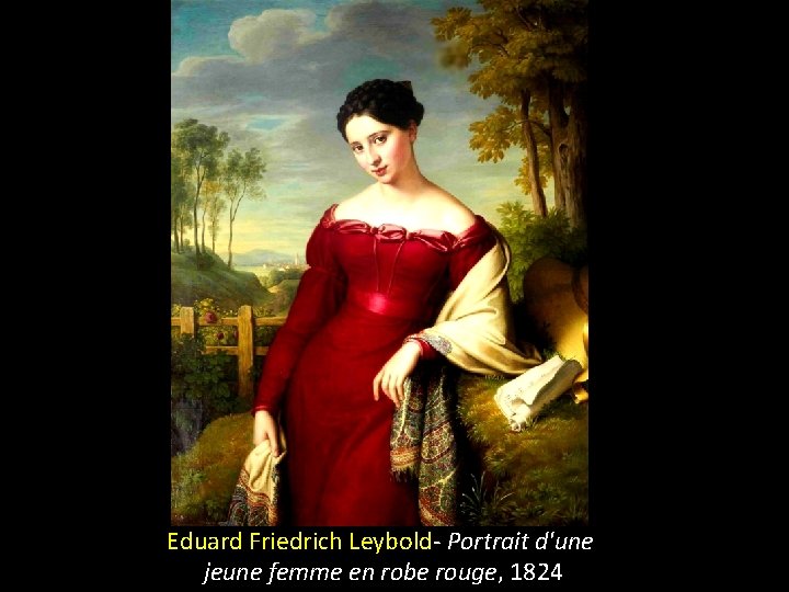 Eduard Friedrich Leybold- Portrait d'une jeune femme en robe rouge, 1824 