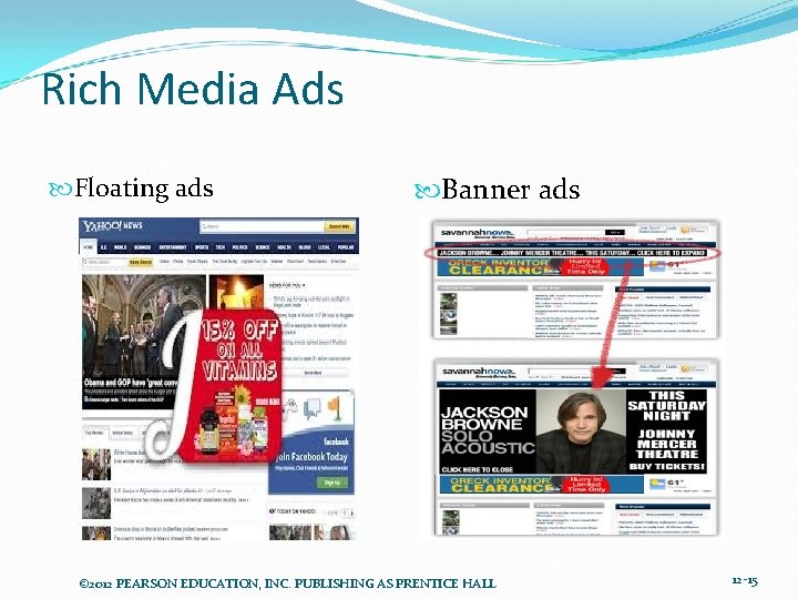 Rich Media Ads Floating ads Banner ads © 2012 PEARSON EDUCATION, INC. PUBLISHING AS