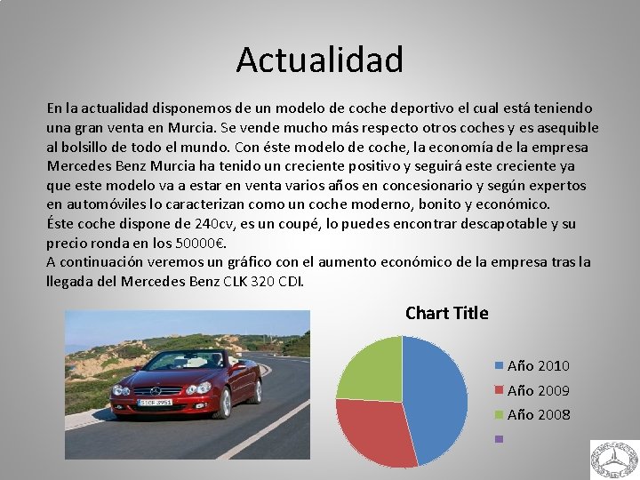 Actualidad En la actualidad disponemos de un modelo de coche deportivo el cual está