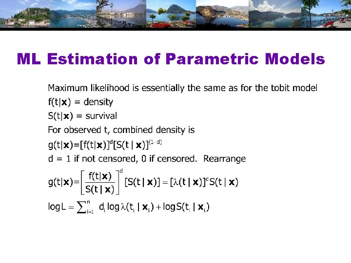 ML Estimation of Parametric Models 