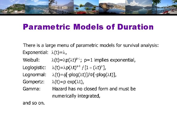 Parametric Models of Duration 