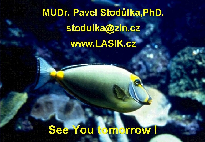 MUDr. Pavel Stodůlka, Ph. D. stodulka@zln. cz www. LASIK. cz See You tomorrow !