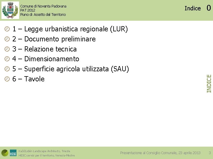  1 2 3 4 5 6 – – – Indice Legge urbanistica regionale