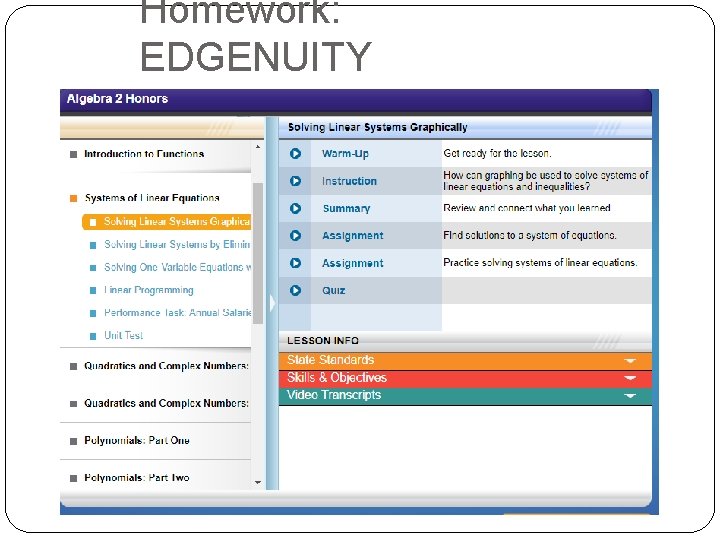 Homework: EDGENUITY 