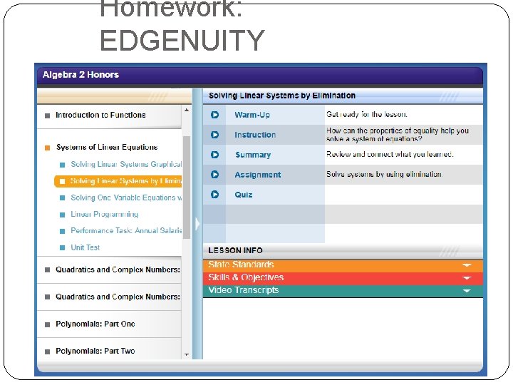 Homework: EDGENUITY 