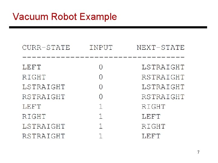 Vacuum Robot Example 7 