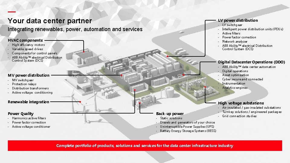— — Your data center partner LV power distribution - Integrating renewables, power, automation
