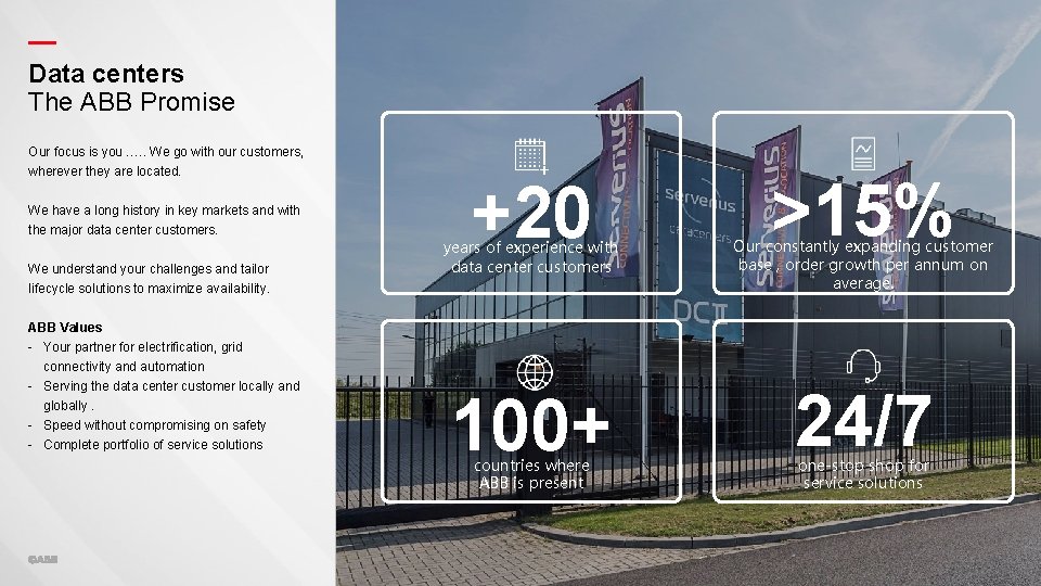 — — Data centers The ABB Promise Our focus is you …. . We