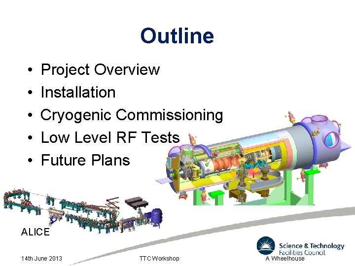 Outline • • • Project Overview Installation Cryogenic Commissioning Low Level RF Tests Future