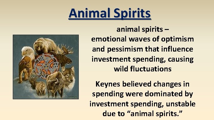 Animal Spirits animal spirits – emotional waves of optimism and pessimism that influence investment