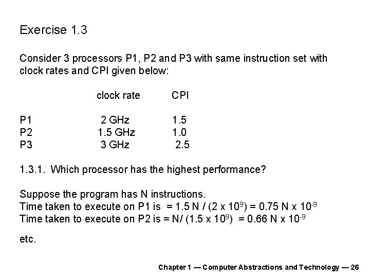 Exercise 1. 3 Consider 3 processors P 1, P 2 and P 3 with Exercise 1. 3 Consider 3 processors P 1, P 2 and P 3 with