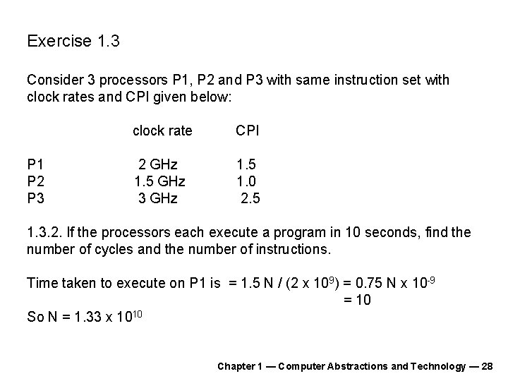 Exercise 1. 3 Consider 3 processors P 1, P 2 and P 3 with Exercise 1. 3 Consider 3 processors P 1, P 2 and P 3 with