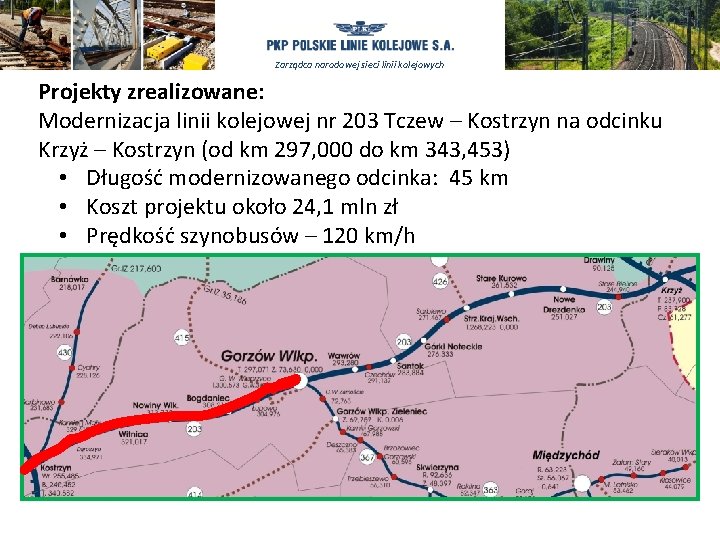Zarządca narodowej sieci linii kolejowych Projekty zrealizowane: Modernizacja linii kolejowej nr 203 Tczew –