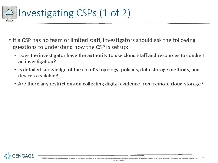 Investigating CSPs (1 of 2) • If a CSP has no team or limited