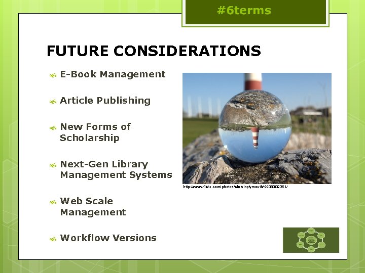 FUTURE CONSIDERATIONS E-Book Management Article Publishing New Forms of Scholarship Next-Gen Library Management Systems