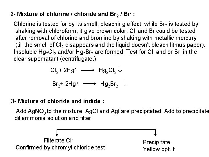 2 - Mixture of chlorine / chloride and Br 2 / Br- : Chlorine