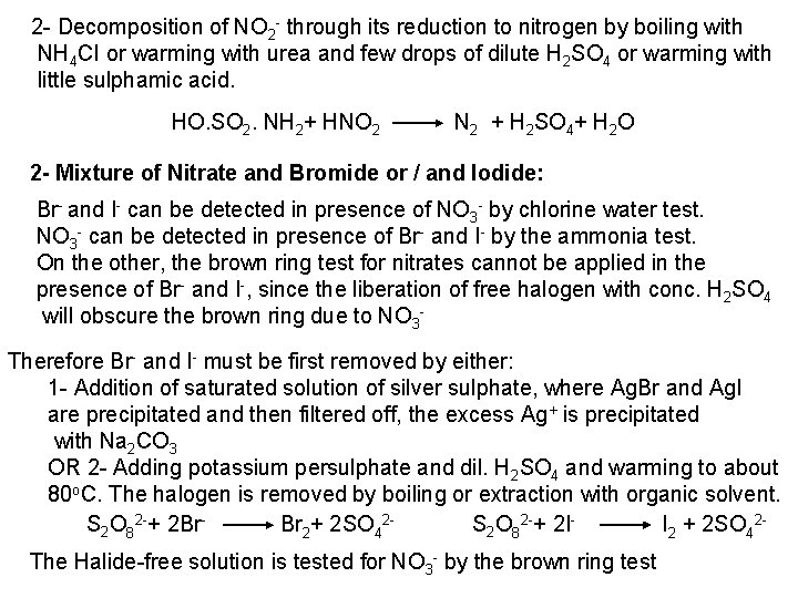2 Decomposition of NO 2 through its reduction to nitrogen by boiling with NH