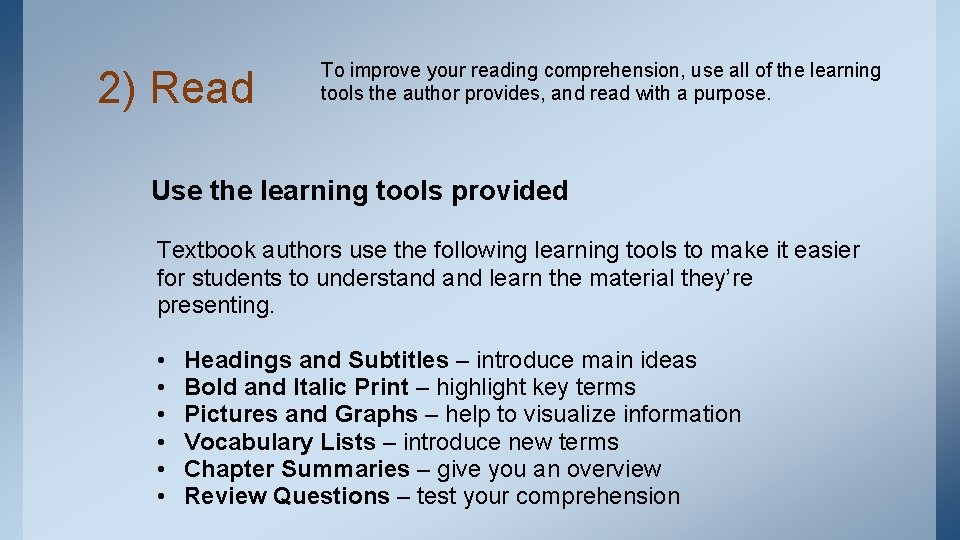 Text Reading Overview Reading Textbooks Information and tips to help learn