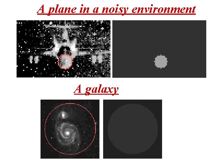 A plane in a noisy environment A galaxy 