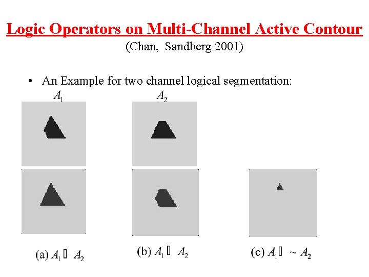 Logic Operators on Multi-Channel Active Contour (Chan, Sandberg 2001) • An Example for two