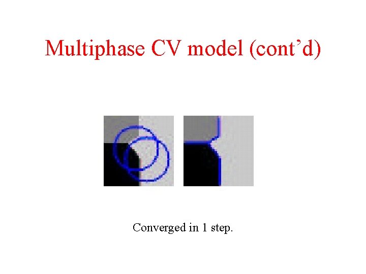 Multiphase CV model (cont’d) Converged in 1 step. 