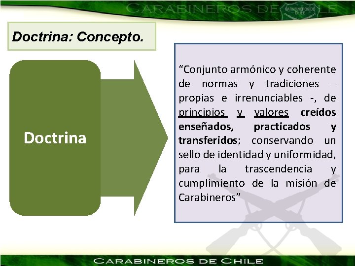 Doctrina: Concepto. Doctrina “Conjunto armónico y coherente de normas y tradiciones – propias e