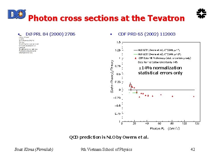 Photon cross sections at the Tevatron • DØ PRL 84 (2000) 2786 • CDF