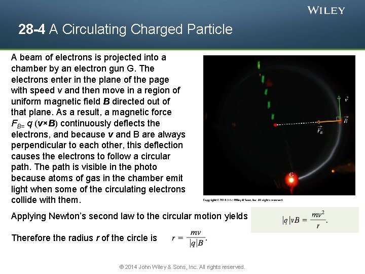 28 -4 A Circulating Charged Particle A beam of electrons is projected into a