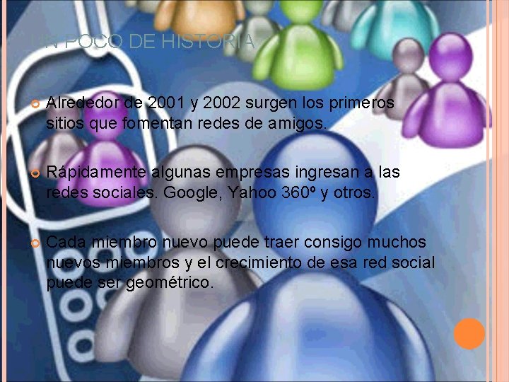 UN POCO DE HISTORIA Alrededor de 2001 y 2002 surgen los primeros sitios que