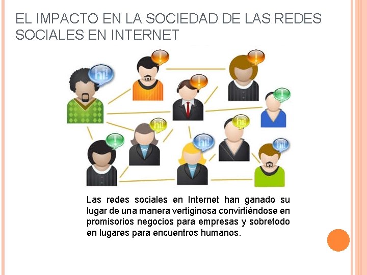 EL IMPACTO EN LA SOCIEDAD DE LAS REDES SOCIALES EN INTERNET Las redes sociales