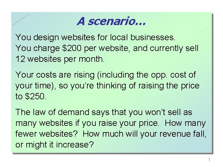 A scenario… You design websites for local businesses. You charge $200 per website, and