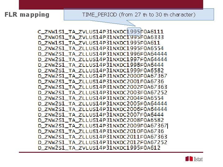 FLR mapping TIME_PERIOD (from 27 th to 30 th character) 