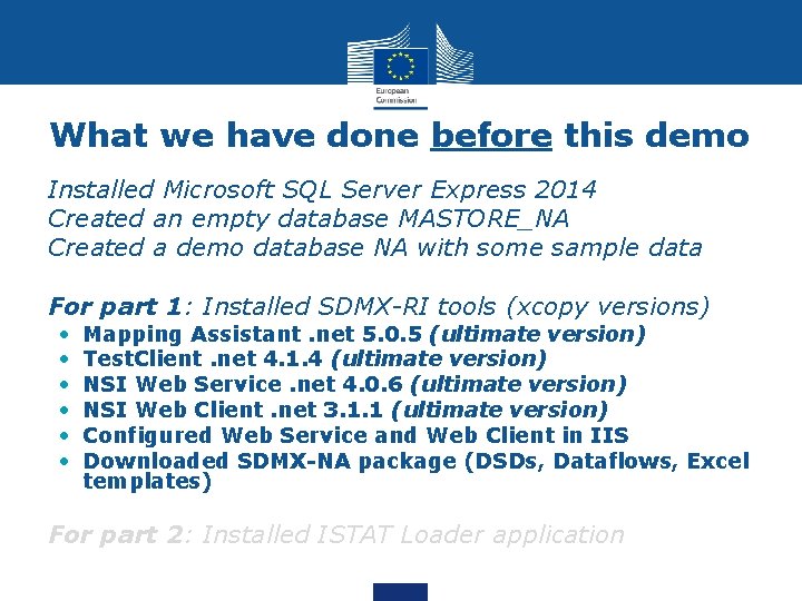 What we have done before this demo • Installed Microsoft SQL Server Express 2014