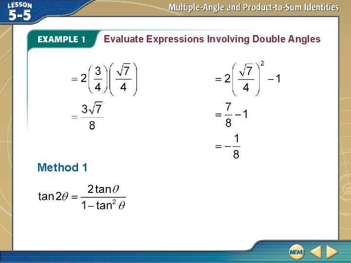 Evaluate Expressions Involving Double Angles Method 1 