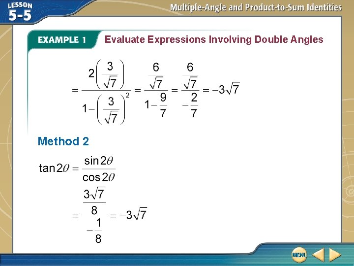Evaluate Expressions Involving Double Angles Method 2 