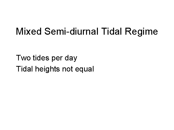 Mixed Semi-diurnal Tidal Regime Two tides per day Tidal heights not equal 