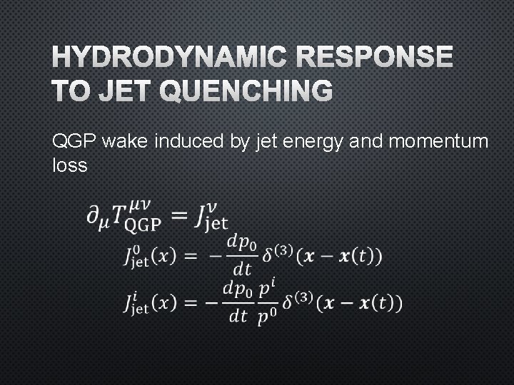 HYDRODYNAMIC RESPONSE TO JET QUENCHING QGP wake induced by jet energy and momentum loss