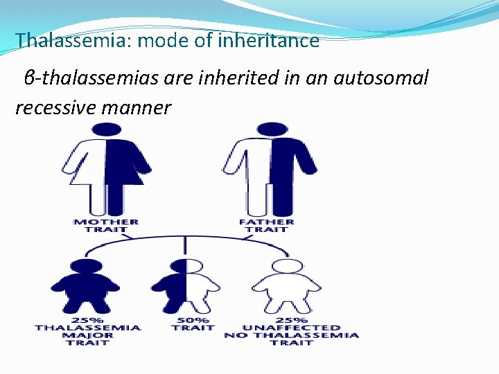 Thalassemia: mode of inheritance β-thalassemias are inherited in an autosomal recessive manner 