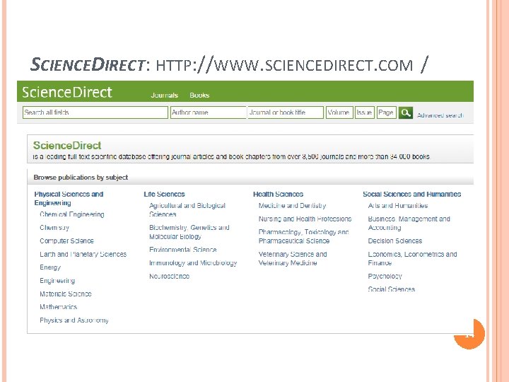 SCIENCEDIRECT: HTTP: //WWW. SCIENCEDIRECT. COM / 14 