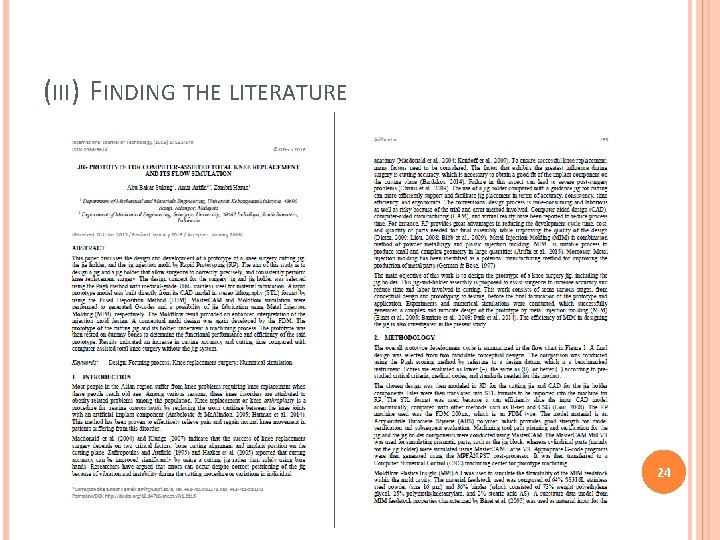 (III) FINDING THE LITERATURE 24 