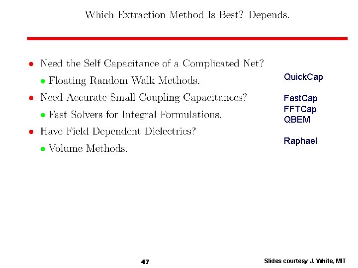 Quick. Cap Fast. Cap FFTCap QBEM Raphael 47 Slides courtesy J. White, MIT 