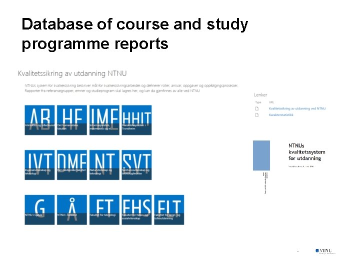 Database of course and study programme reports 