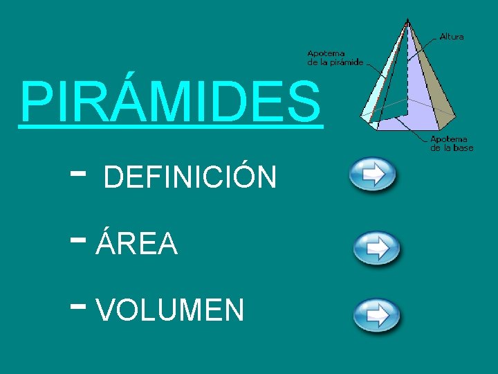 PIRÁMIDES - DEFINICIÓN - ÁREA - VOLUMEN 