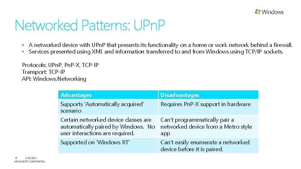 Networked Patterns: UPn. P • A networked device with UPn. P that presents its