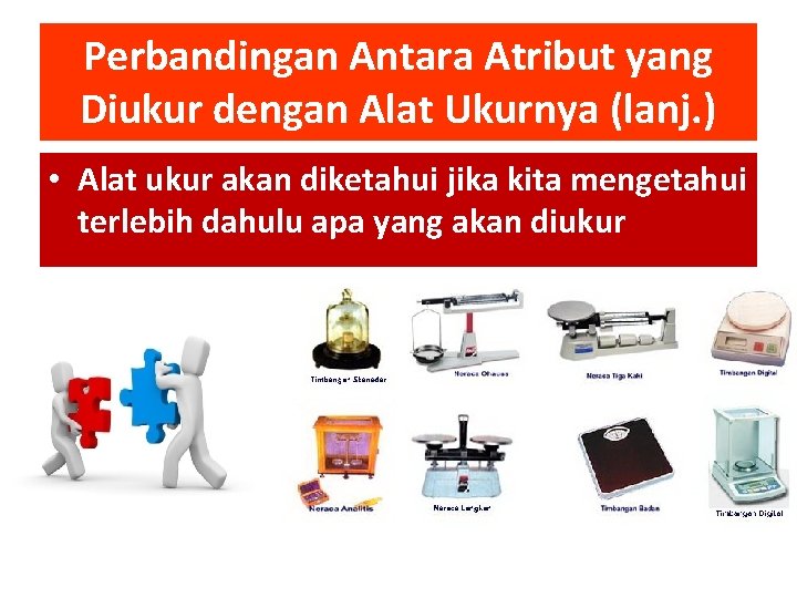 Perbandingan Antara Atribut yang Diukur dengan Alat Ukurnya (lanj. ) • Alat ukur akan