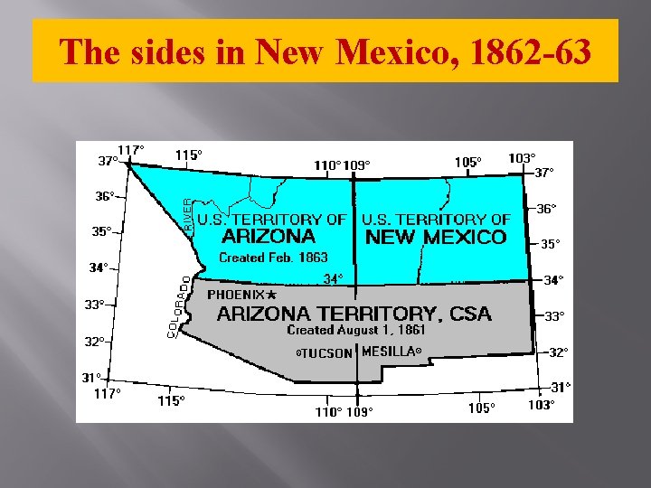 The sides in New Mexico, 1862 -63 