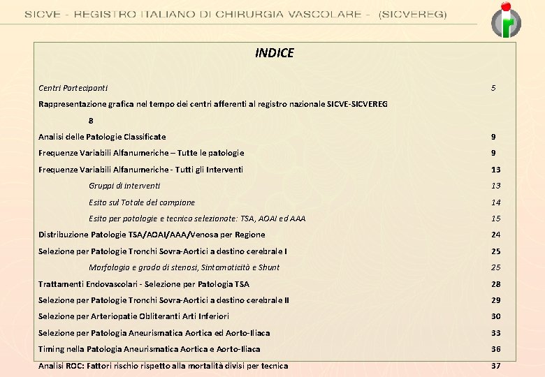 INDICE Centri Partecipanti 5 Rappresentazione grafica nel tempo dei centri afferenti al registro nazionale