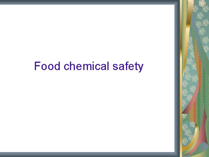 Food chemical safety Food chemical safety