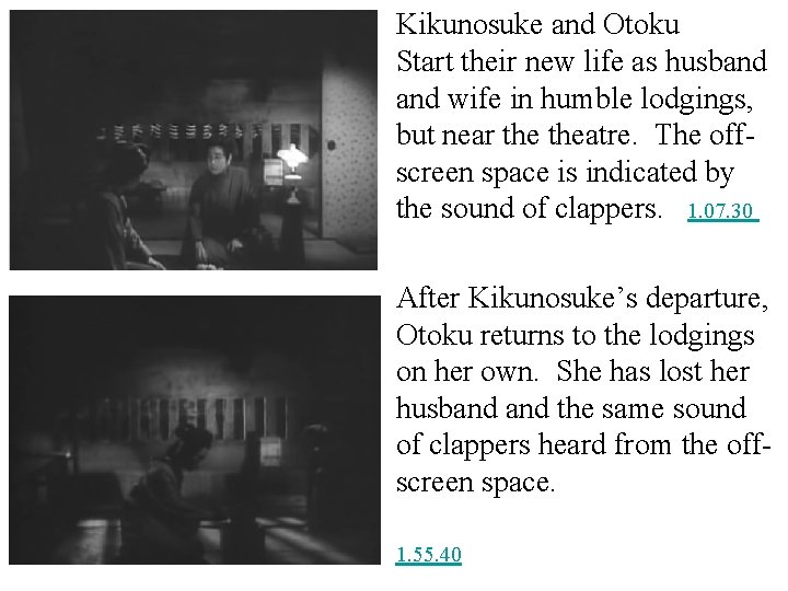 Kikunosuke and Otoku Start their new life as husband wife in humble lodgings, but