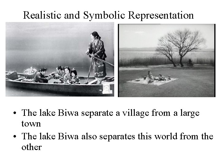 Realistic and Symbolic Representation • The lake Biwa separate a village from a large